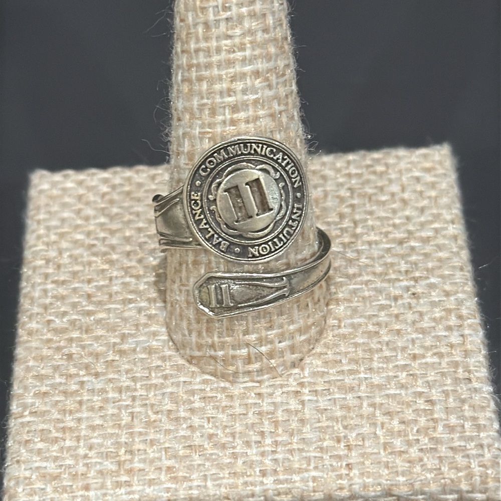 Alex and Ani Number 11 Sterling Silver Adjustable Spoon Ring